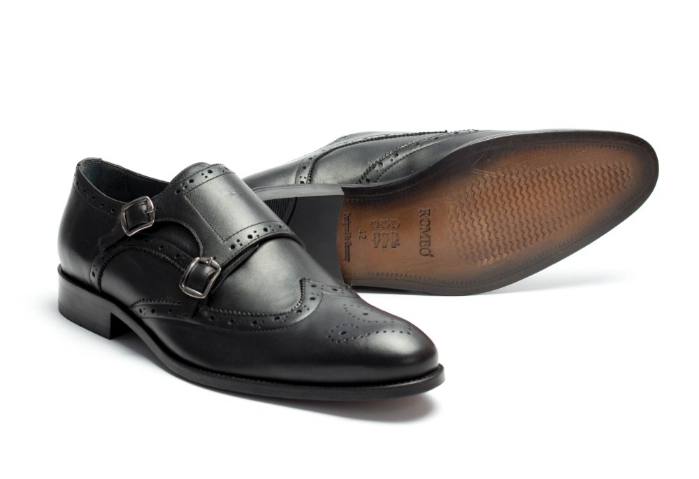 Double Monkstrap schwarz Nappaleder