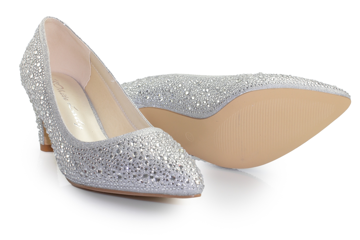 Glitter Pumps Dina silber-zirkonia