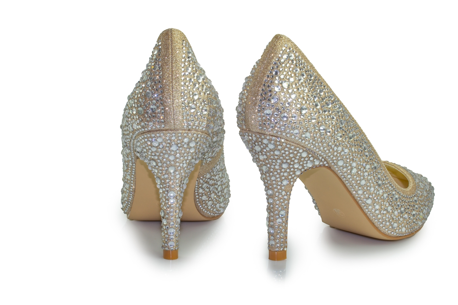 Glitter Pumps Diva champagner-zirkonia