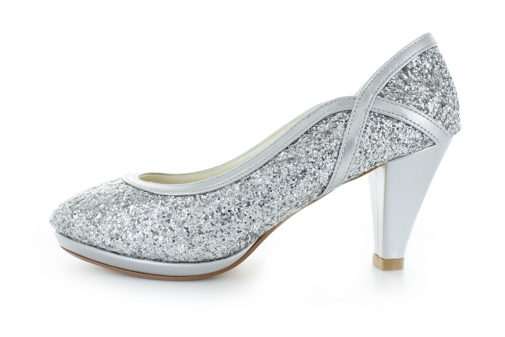 bequeme Pumps Kim silber Glitter