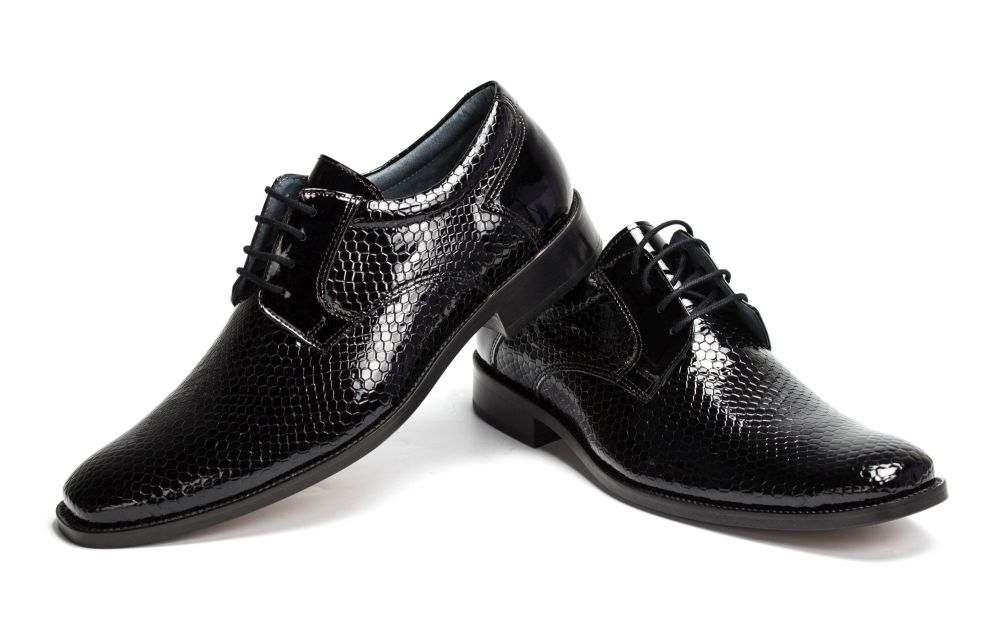 Derby Herrenschuhe Lucien-LS schwarz Kroko