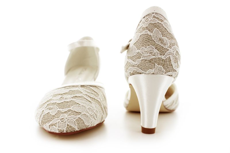 Brautschuhe Mia ivory-champagner Glitter Spitze