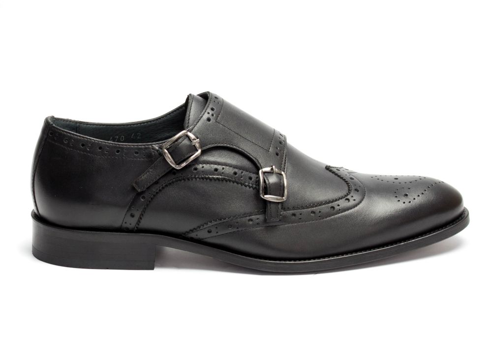 Double Monkstrap schwarz Nappaleder