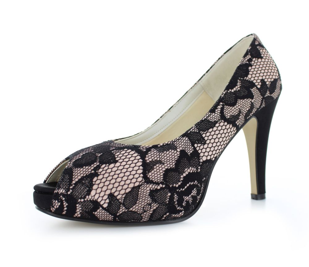 Vintage Pumps Silvana schwarz-nude