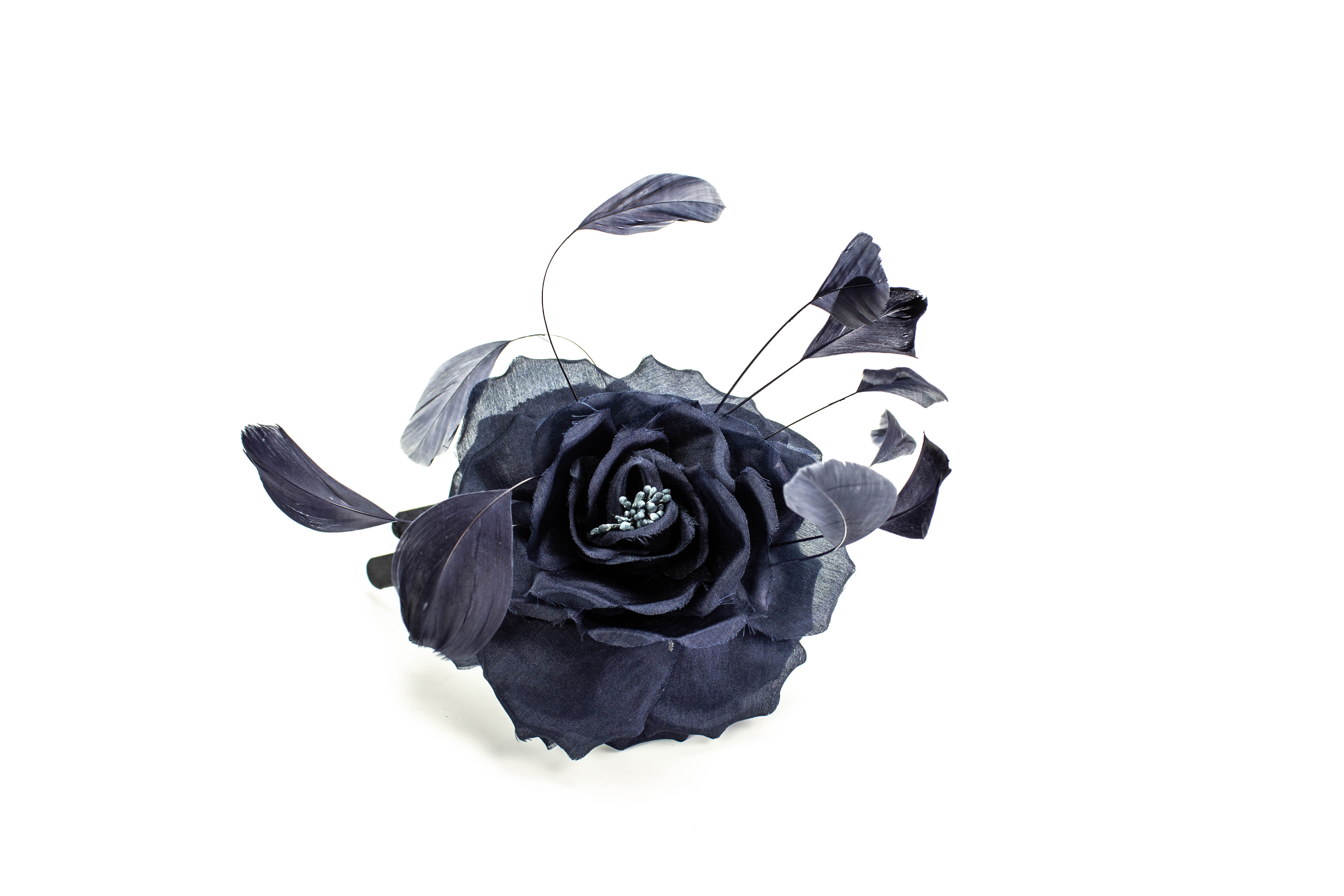 eleganter Damenhut Elisabeth dunkelblaue Rose
