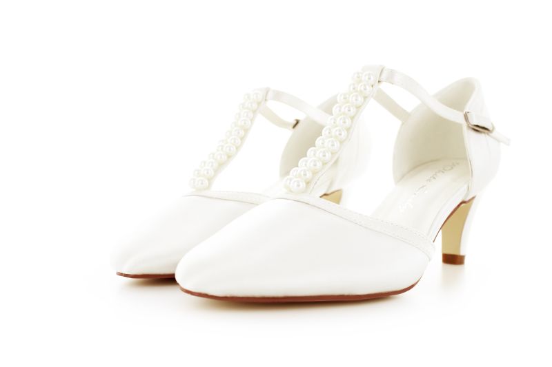 Perlen Brautschuhe Letty ivory Satin