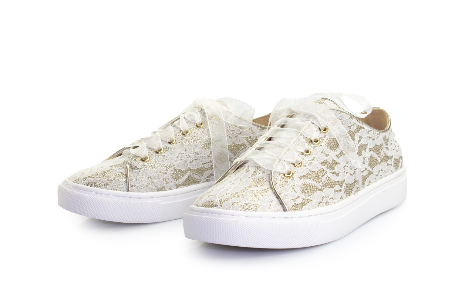 Brautsneaker Sneaky ivory-champagner Glitter-Spitze