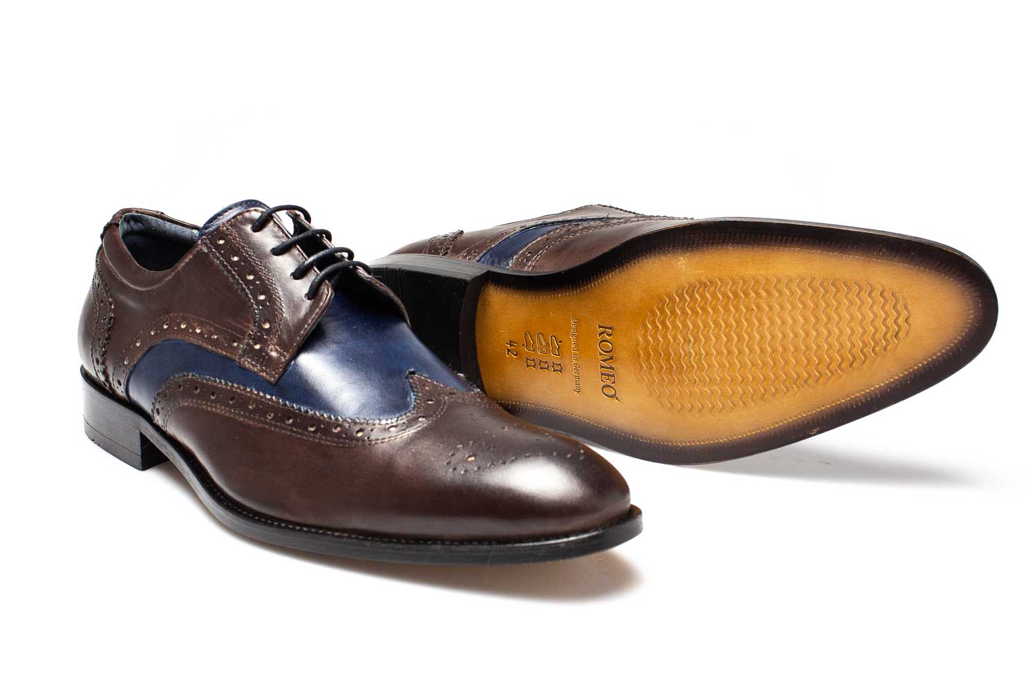 Patina Herrenschuhe Budapester marone-oceano