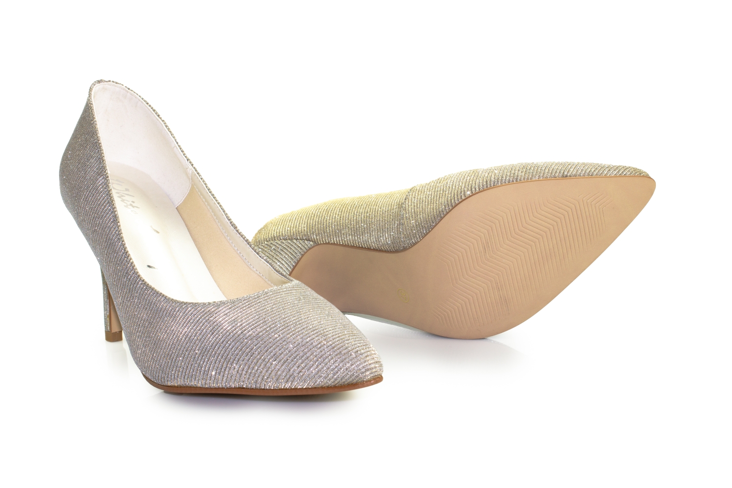 Glitter Pumps Klara ivory-gold