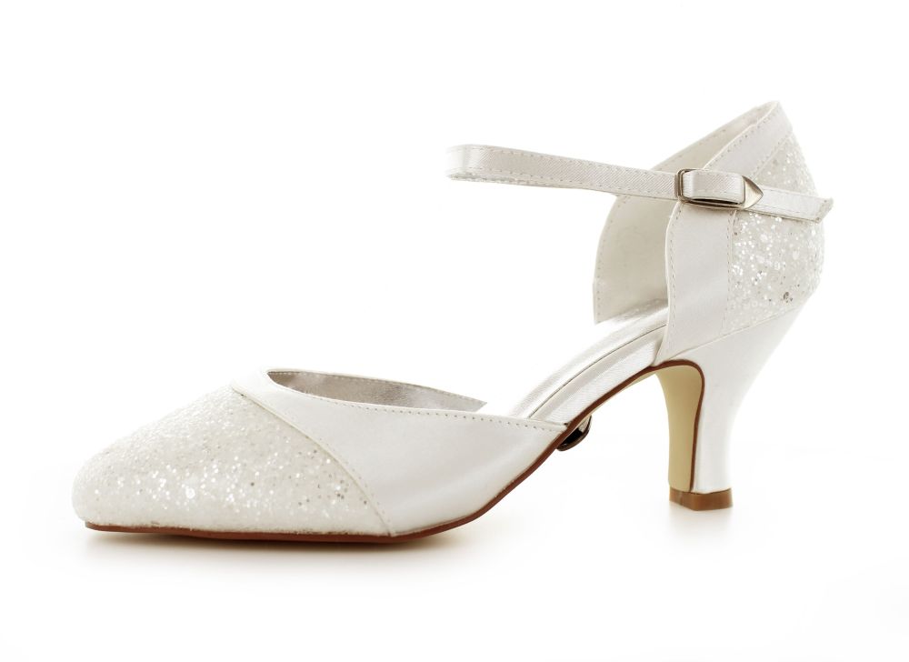 Brautschuhe Helena ivory-ivory Satin-Glitter