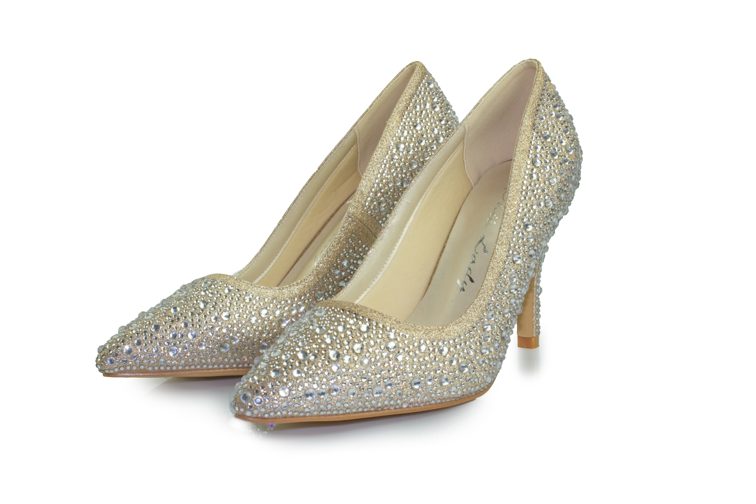 Glitter Pumps Diva champagner-zirkonia