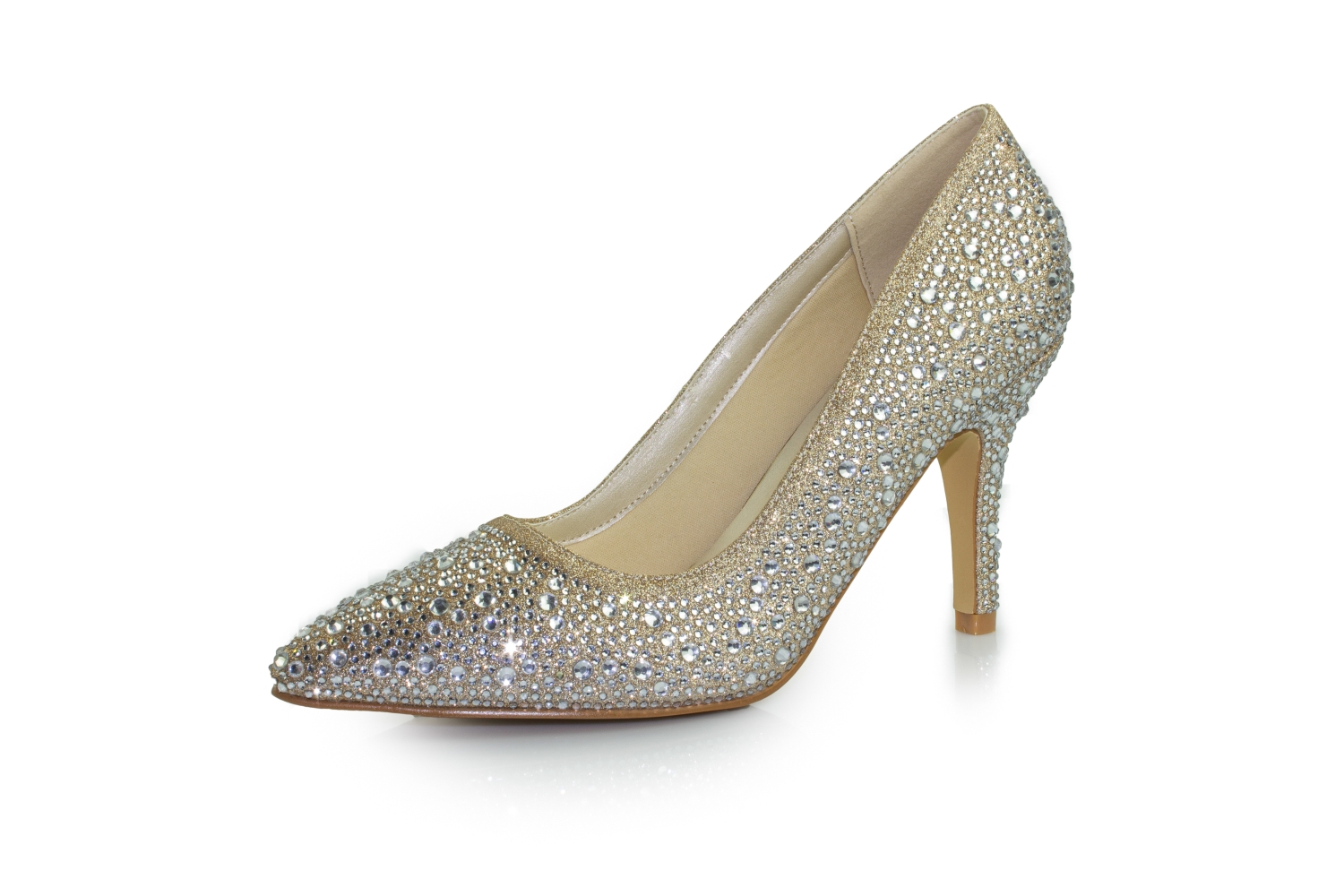 Glitter Pumps Diva champagner-zirkonia