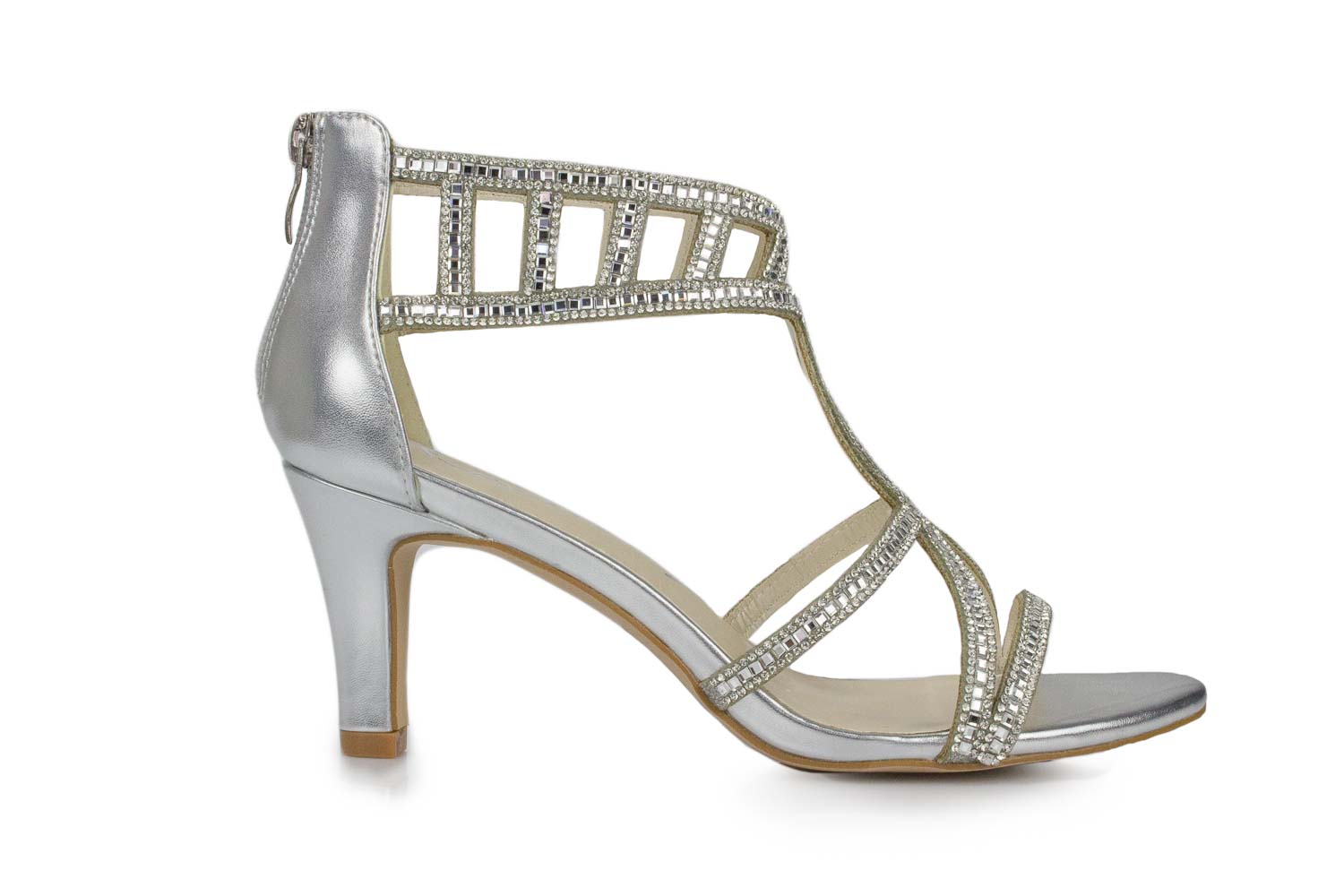 White Lady Sandalette Bianca silber Metallic