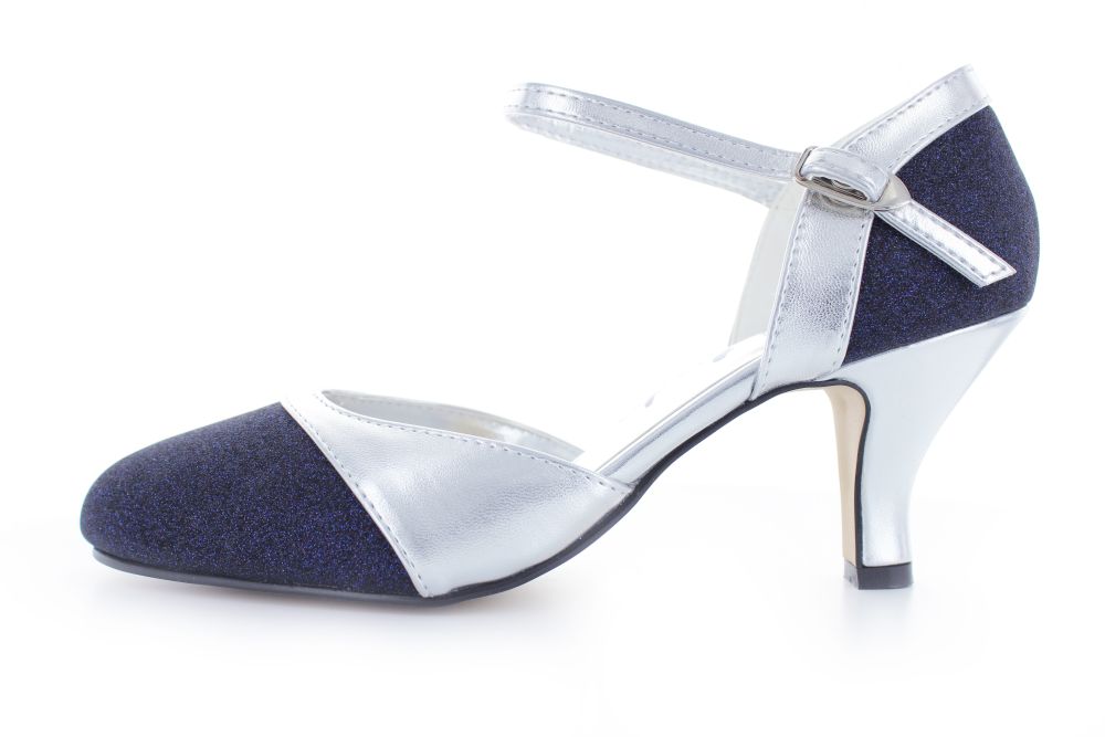 Riemchen Pumps Helena silber-zauberblau