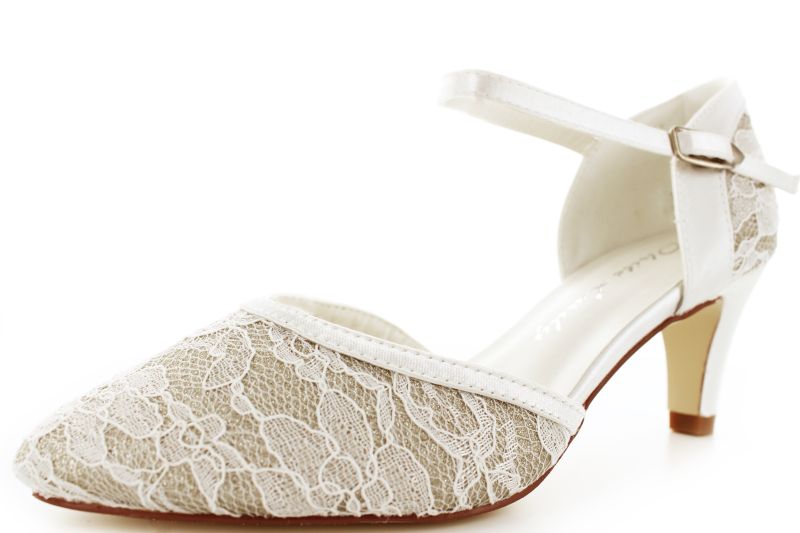 Brautschuhe Mia ivory-champagner Glitter Spitze