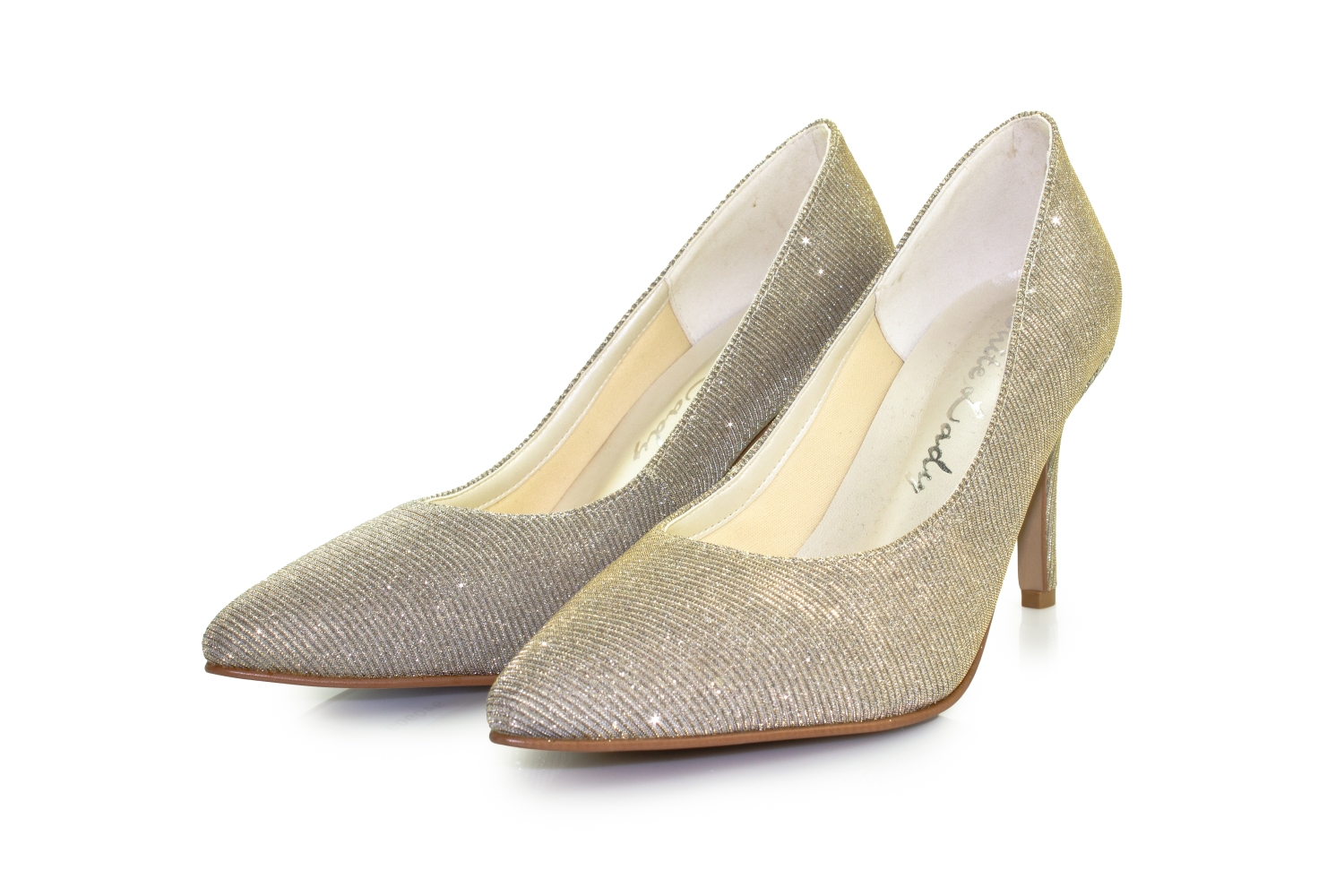 Glitter Pumps Klara ivory-gold