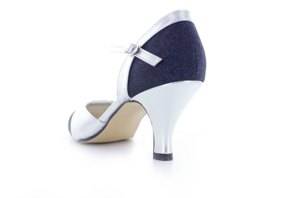 Riemchen Pumps Helena silber-zauberblau