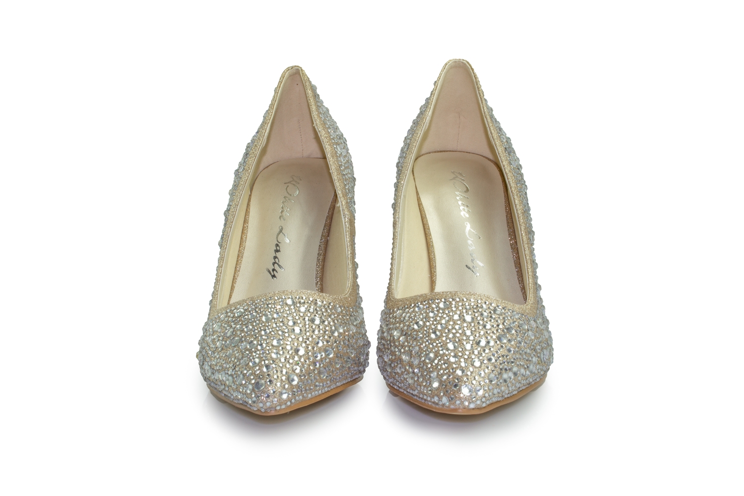 Glitter Pumps Diva champagner-zirkonia