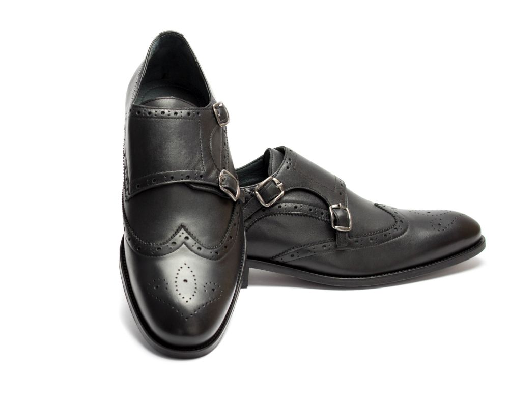 Double Monkstrap schwarz Nappaleder