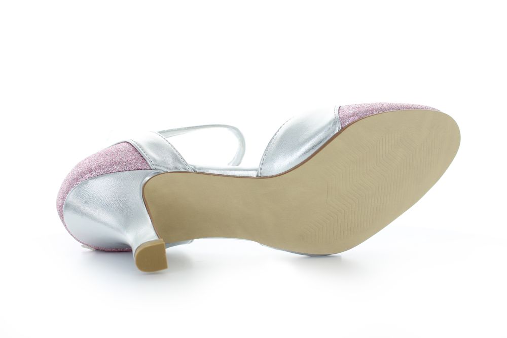 Riemchen Pumps Helena silber-rosa