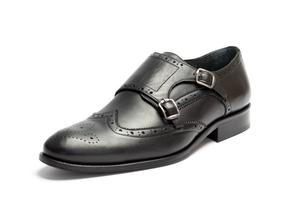 Double Monkstrap schwarz Nappaleder