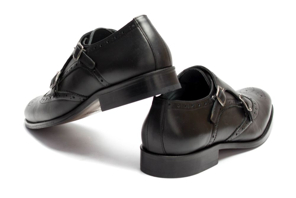 Double Monkstrap schwarz Nappaleder