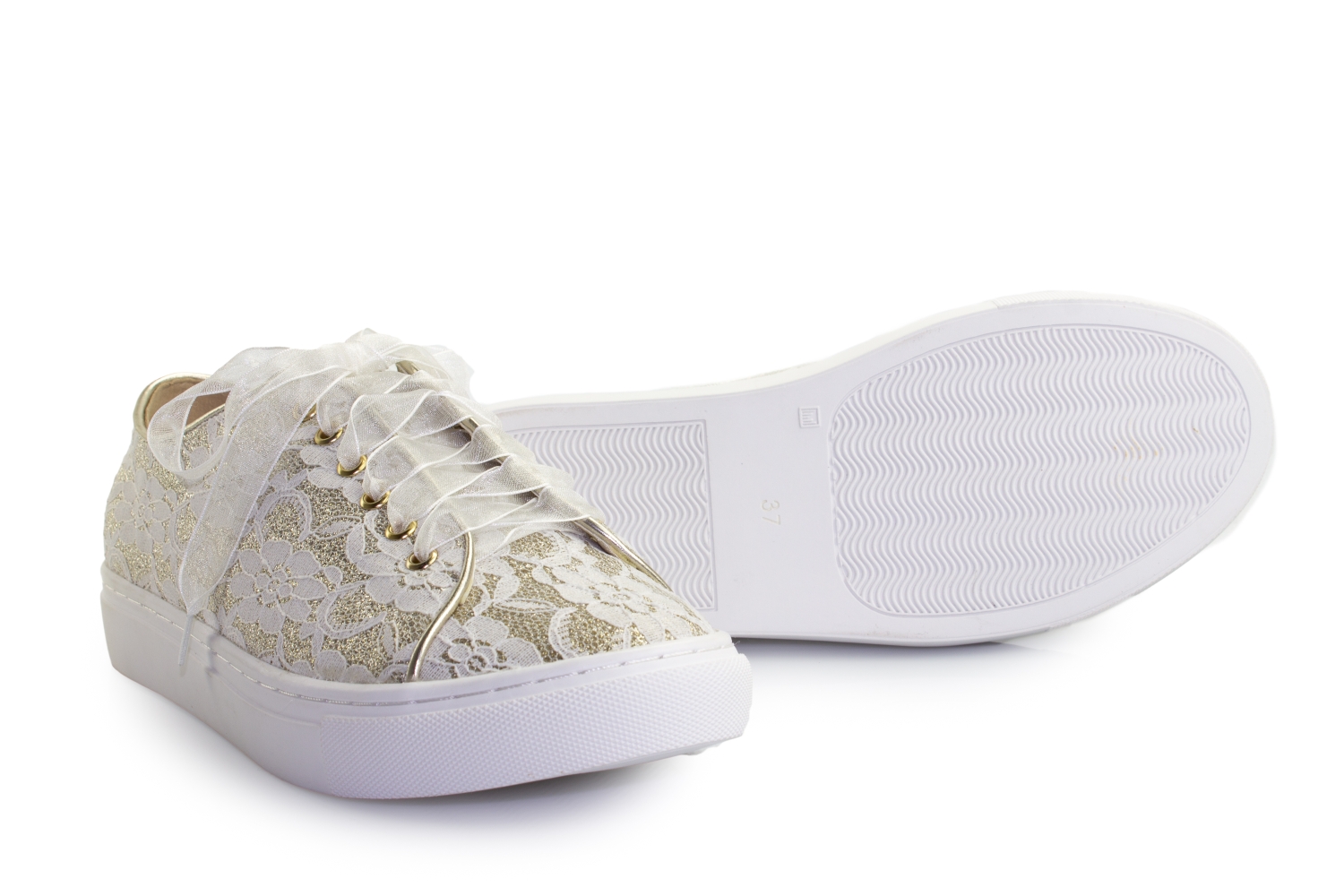 Brautsneaker Sneaky ivory-champagner Glitter-Spitze