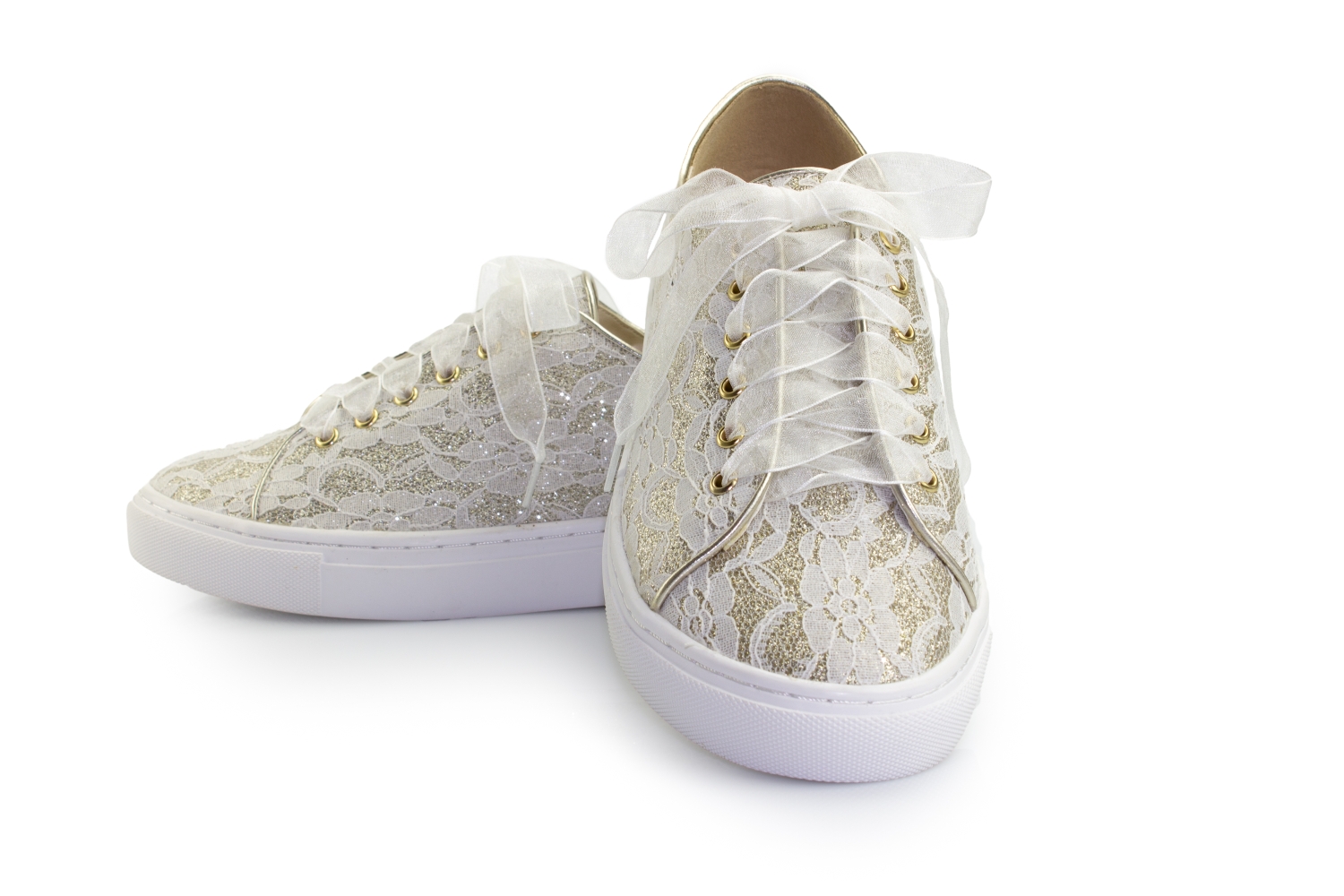 Brautsneaker Sneaky ivory-champagner Glitter-Spitze